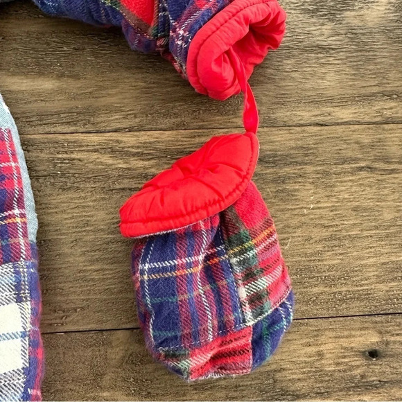Vintage Osh Kosh B’Gosh Baby 12 months Patchwork Pram Snowsuit Flannel Mittens - Picture 4 of 9